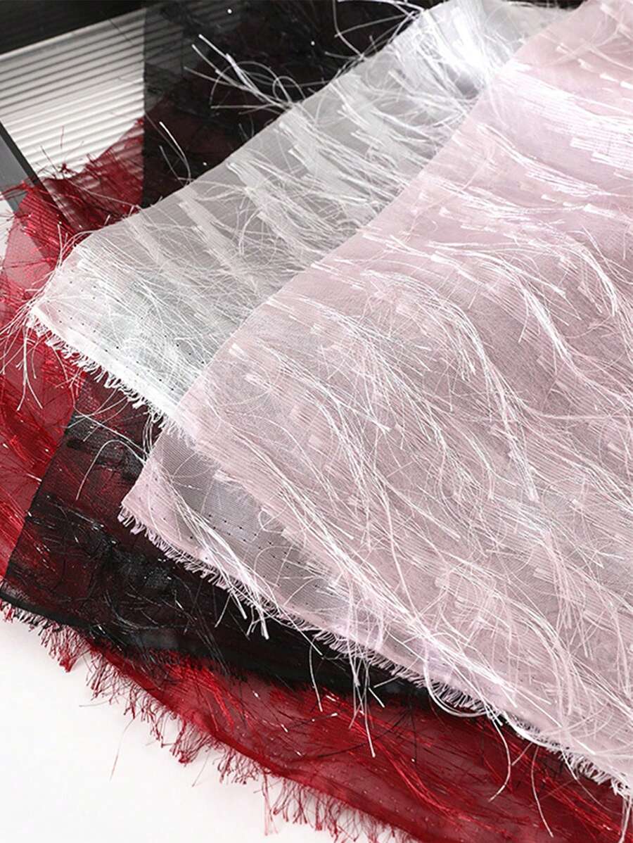 1 Stück Chiffon Blumenstrauß mit Quasten-Satinspitzenrand, florale DIY Bastelzubehör