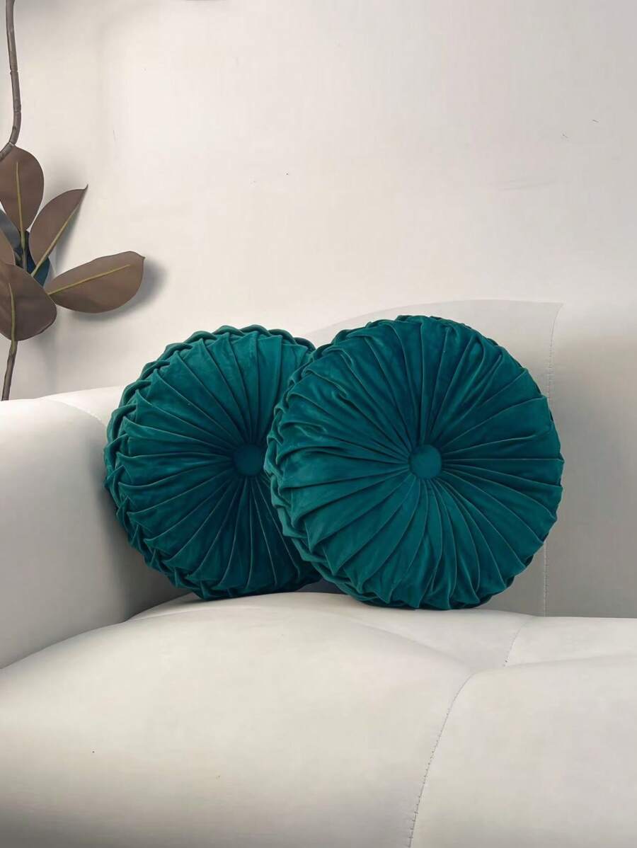 2pcs Velvet Round Swan Decorative Throw Pillow Covers, Suitable For Sofa, Small DIY Cushion, Bedroom, Sofa Decoration Pumpkin 3D Round Velvet Cushion