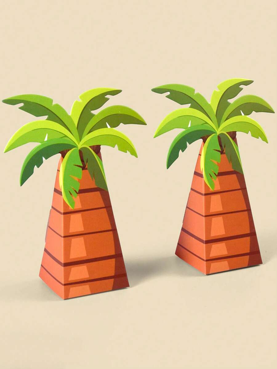 2pcs Coconut Tree Shaped Candy Packaging Boxes, Folding Palm Tree Gift Boxes, Holiday Party Favor Boxes, Saudi National Day Decorations, Middle East Party Supplies, Summer Beach Restaurant Decor