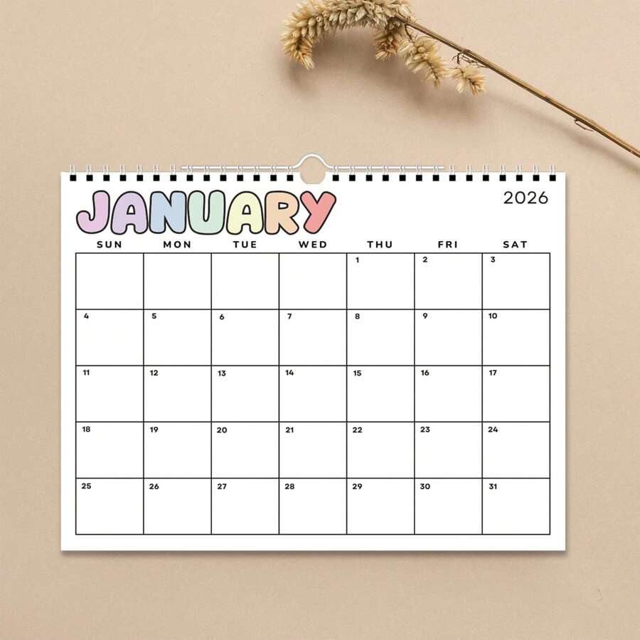 2026 Minimalist Wall Calendar, January 2026 - December 2026, Creative Cartoon Monthly Calendar, Monthly Planner, Suitable For Home & Office, Christmas & New Year Gift,Back To School,School Supplies