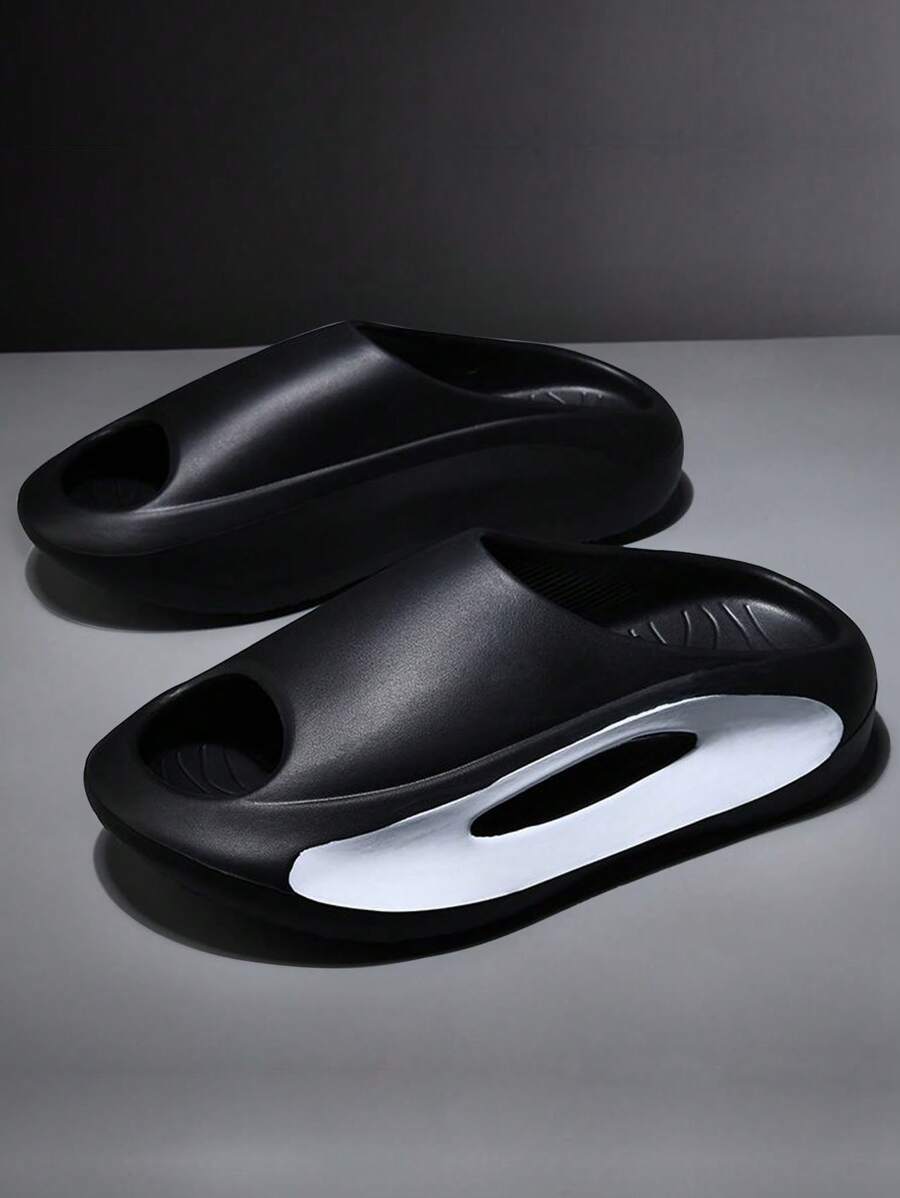 Fashionable Outdoor Sandals: Black Multi-Functional Beach Flip-Flops Made Of Durable Eva Material, Comfortable, Durable Eva Open Toe Slippers, Sporty Style, Thick Sole, Comfortable Shock Absorption, Non-Slip, Wear-Resistant