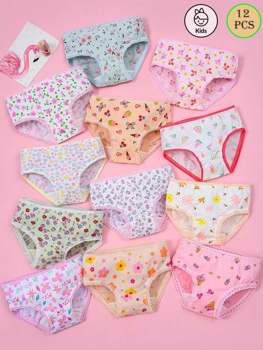 12 piezas de bragas para niñas preadolescentes, sin sensación de cuña, suaves, transpirables, aptas para todas las estaciones, con patrones surtidos (diseños aleatorios)