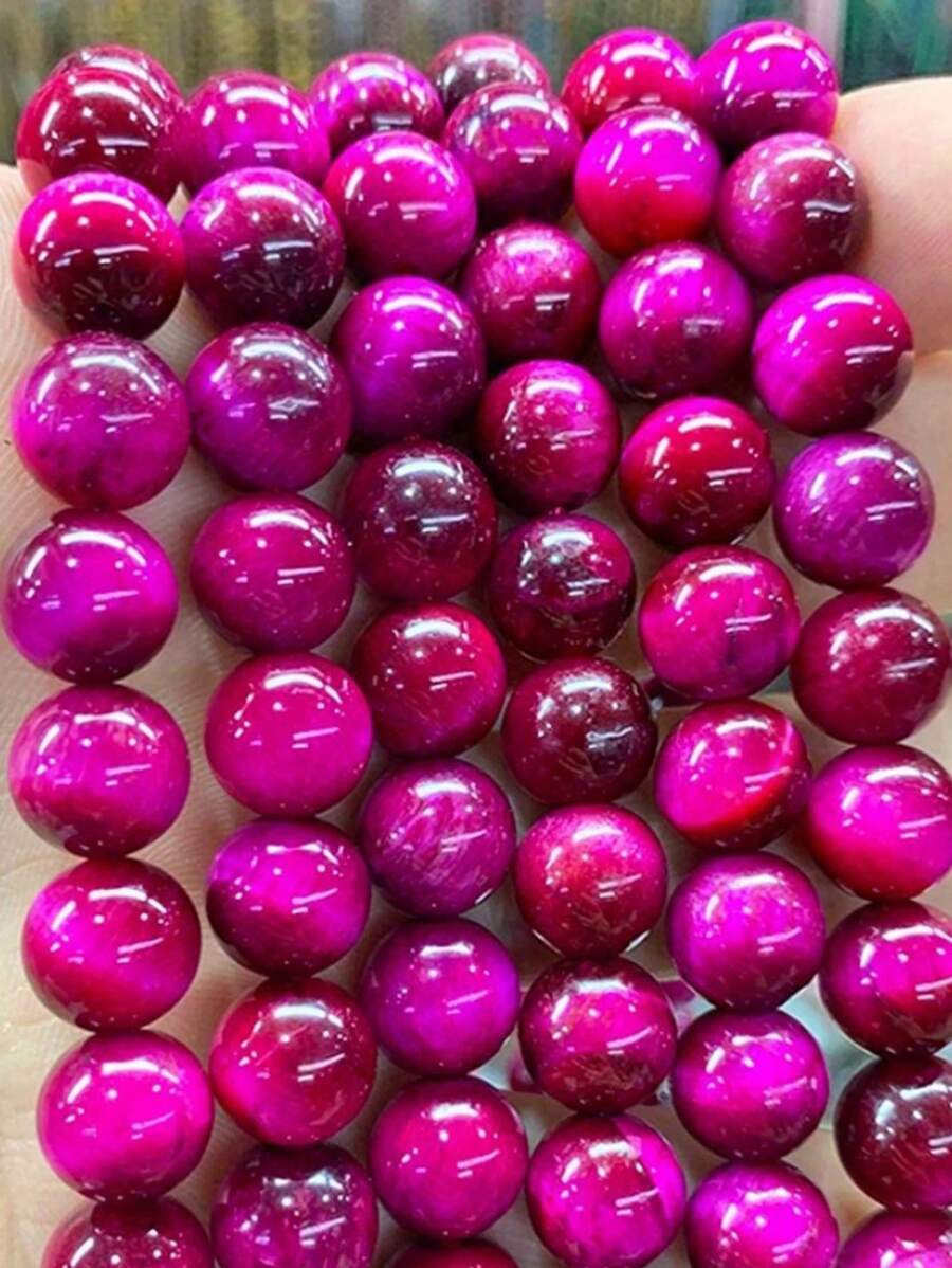Contas de pedra natural olho de tigre com pedras preciosas vermelhas e redondas para fazer joias, artesanato, pulseiras e colares - 8 mm, superfície lisa e polida - conjunto misto multiuso