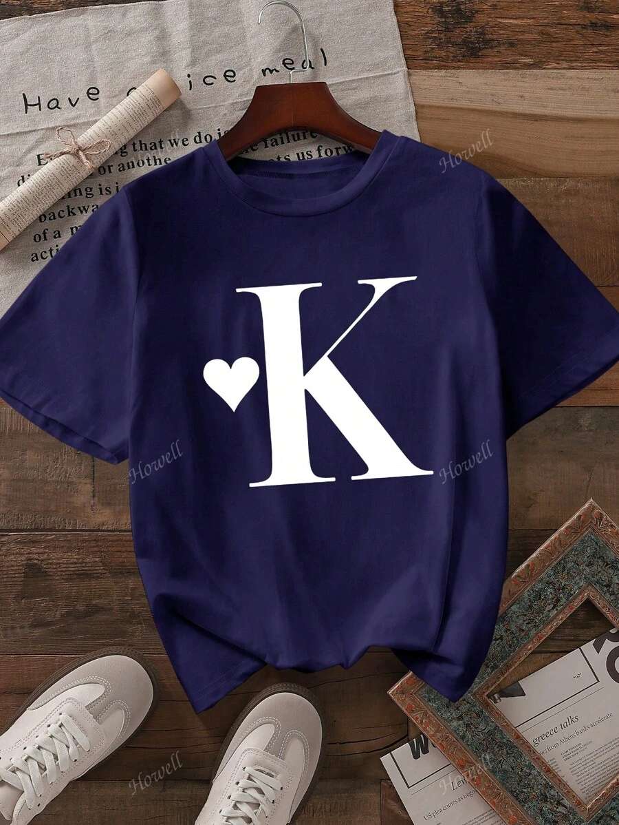 Camiseta de manga corta y cuello redondo casual para mujer