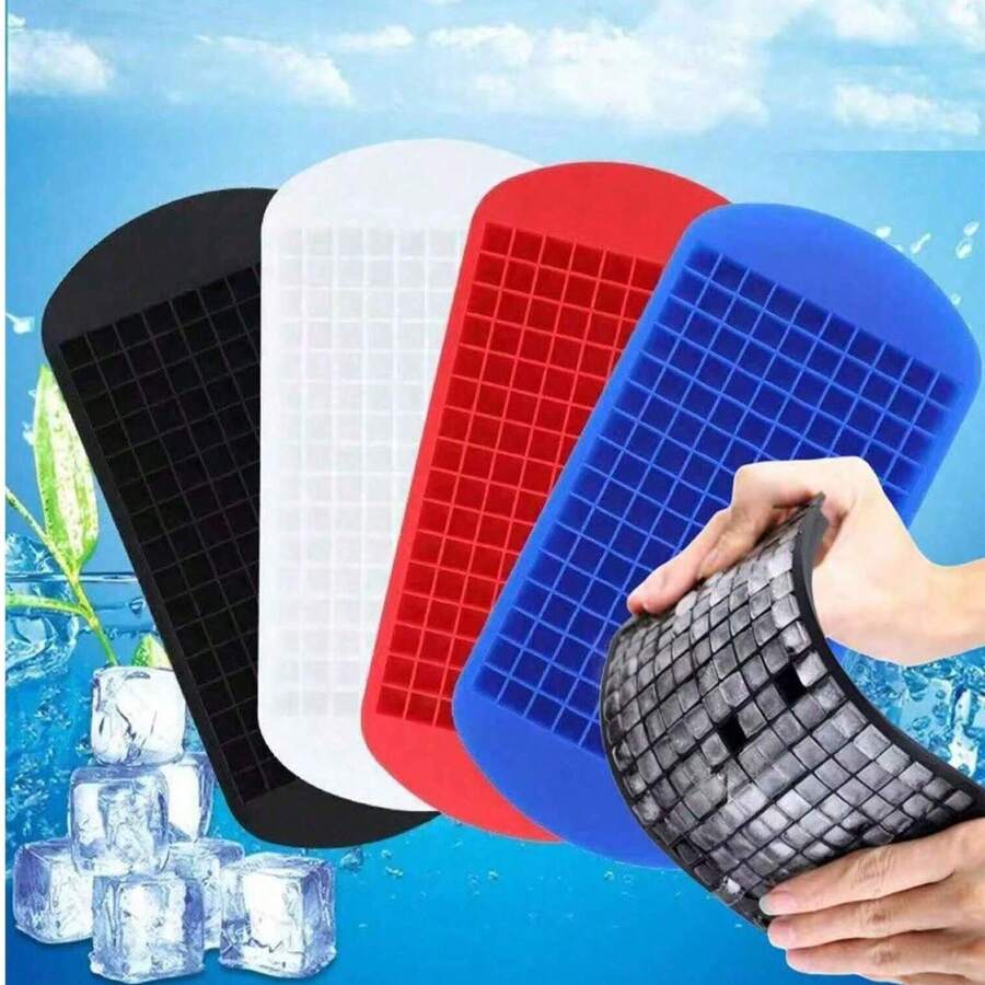 1pc/2pcs 160-Cavity 1*1cm Mini Square Silicone Ice Cube Trays, Reusable Flexible Ice Cube Molds, Unbreakable Ice Cube Making Tools For Whiskey, Milk, Juice, Chocolate And Other Beverages
