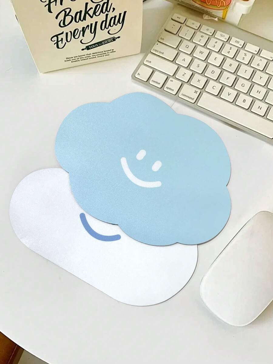 30cm*60cm Wasserfeste Mausmatte für Laptops, Süßes Leder Schreibtischunterlag für Mädchen, Büro Tastatur und Desktop Mauspad für Herren, Unregelmäßig geformte weiße Wolke - einseitig wasserfeste Mausmatte