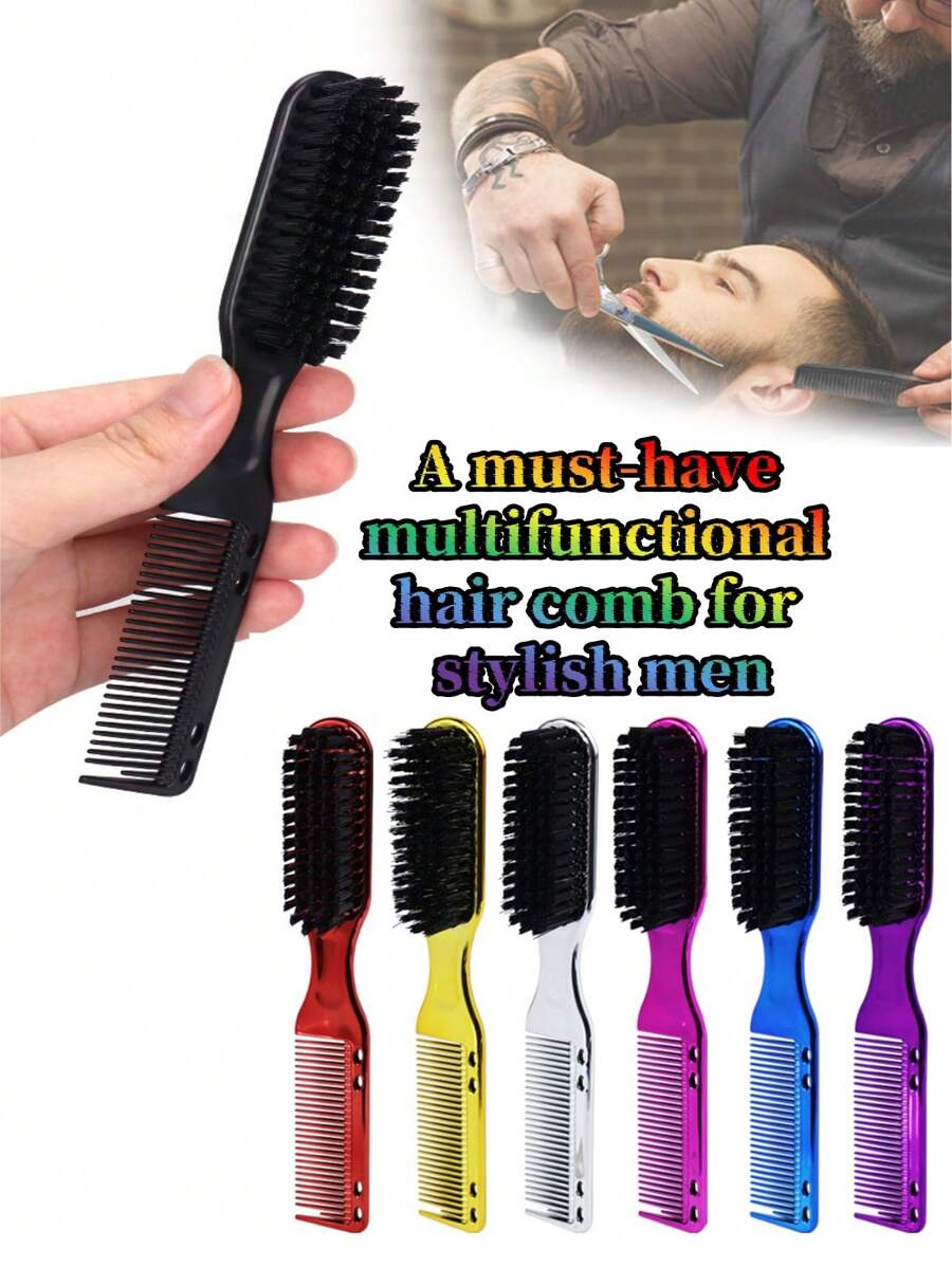 Multifunktionskamm für Männer, Haarbürste für Männer, eine doppelt verwendbare Bürste zum Stylen der Haare und Formen des Bartes, mit Kamm- und Bürstendesign, Dual-Zweck-Kamm, für Styling, Augenbrauenpflege und Naturhaare, Haarpflegeprodukte und -accessoires für Barbershop, Schönheitsreise-Essentials, Bartpflegewerkzeug für Männer, Ölbürstentexturkamm, Haarschneidewerkzeug, kann Bärte und Haare pflegen