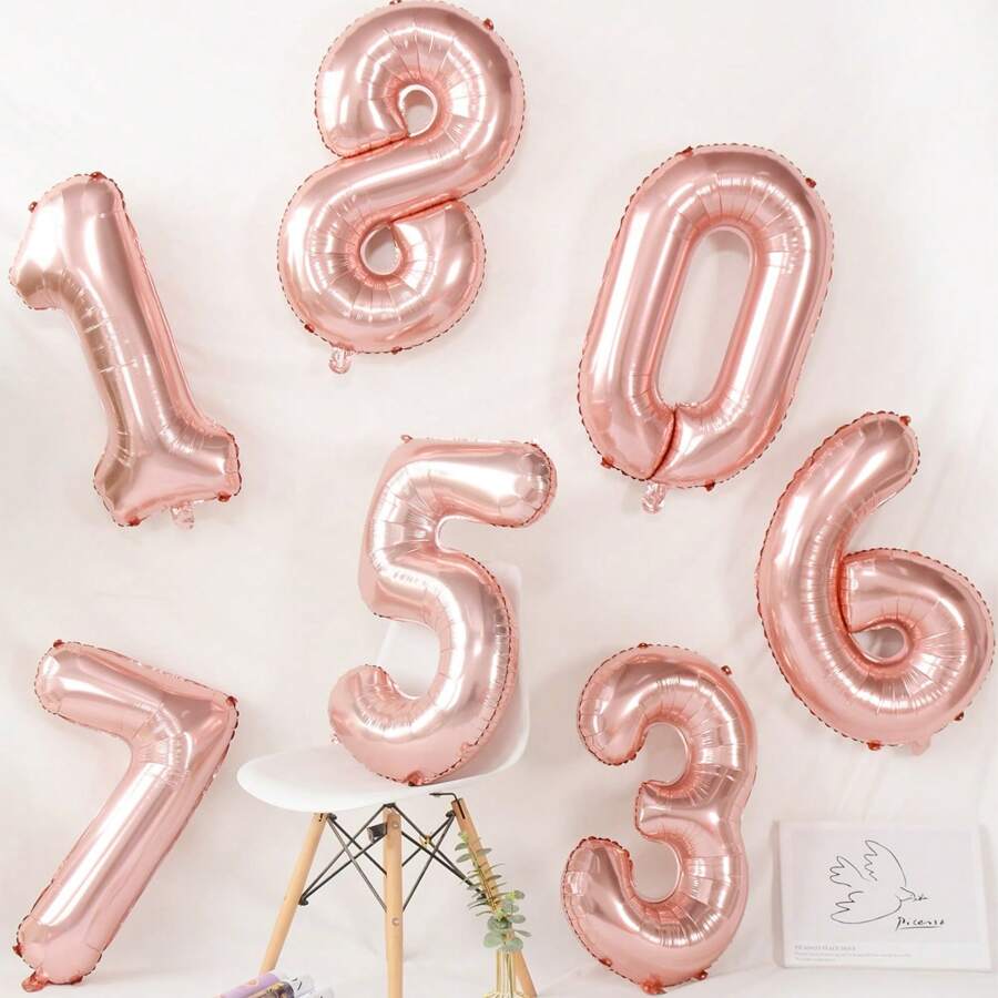 1 Stück 32 Zoll Roségold Nummer Luftballon, niedliche Party Dekorationsballons geeignet für Geburtstagsfeier, Hochzeit (ohne Aufblasaccessoires)
