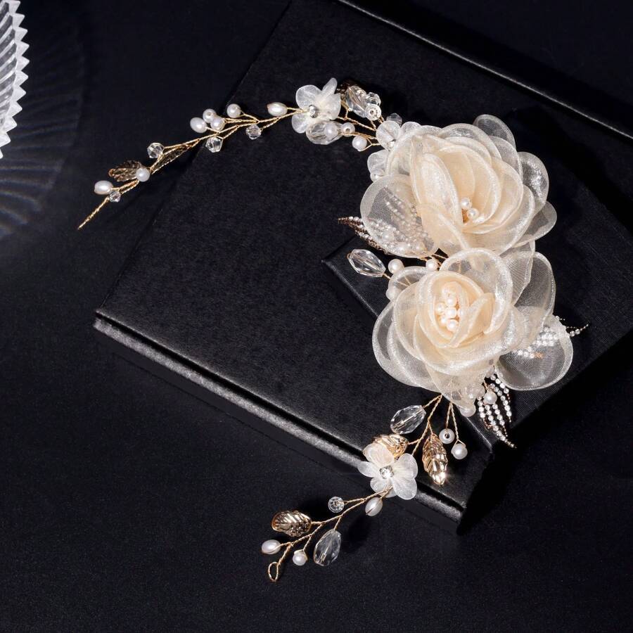 Handmade Bridal Headpiece, Korean Style Pearl Flower Headband Hair Accessories, Wholesale Women Hair Accessories