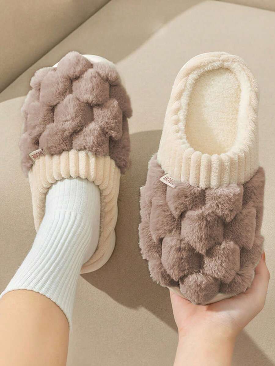 Warm Indoor Slippers For Home, Couple Non-Slip Plush Lounge Shoes For Winter, Maternity Wear