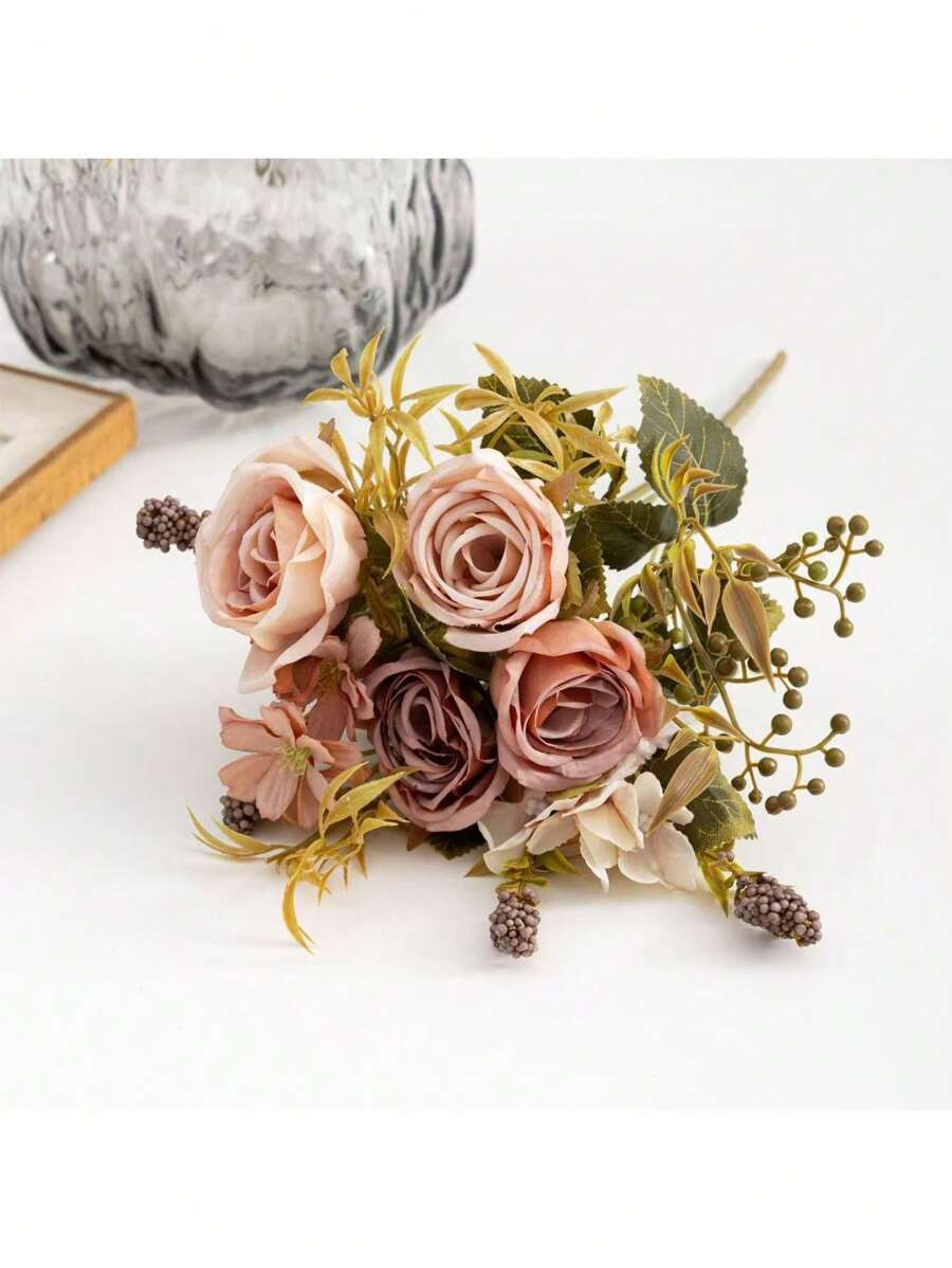 2PCS Romantic Rose Peony Bouquet Artificial Flowers Wedding/Home/Bedroom/Living Room/Dining Table Decoration/Bridal Bouquet, Valentine's Day, Birthday Party, Wedding Decoration Gifts