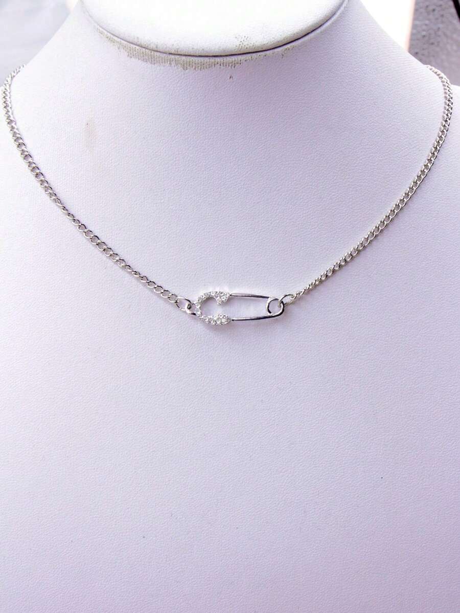 1 pieza Collar con cadena de decoración con imperdible de moda elegante, minimalista y versátil