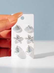 Three Pairs Of Silver Ocean-style Earrings