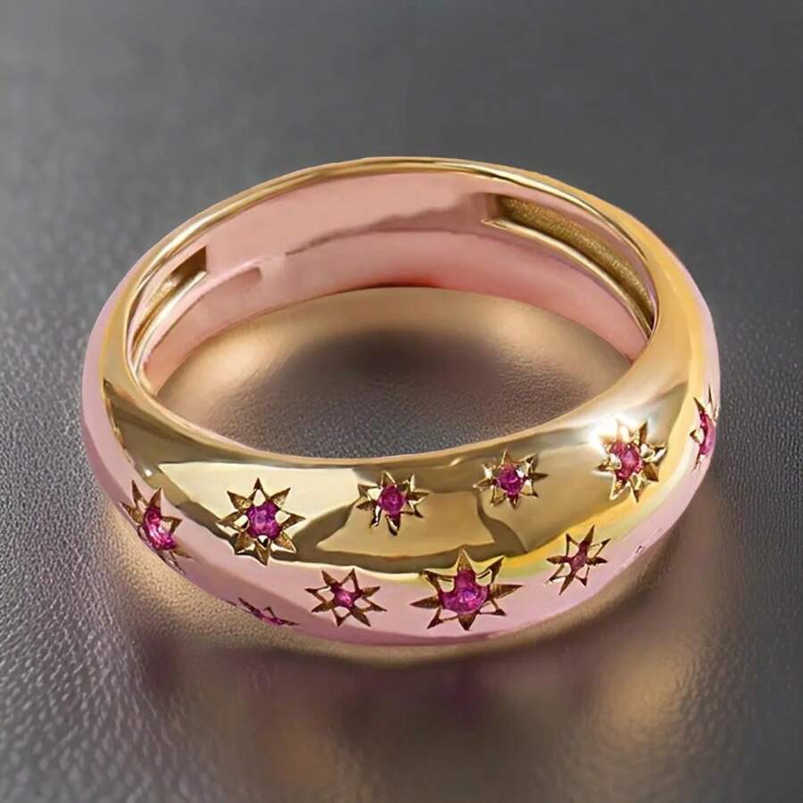 1 pièce Bague dôme étoile minimaliste audacieuse et élégante, cadeau d'anniversaire, pour toutes les occasions (sans boîte)