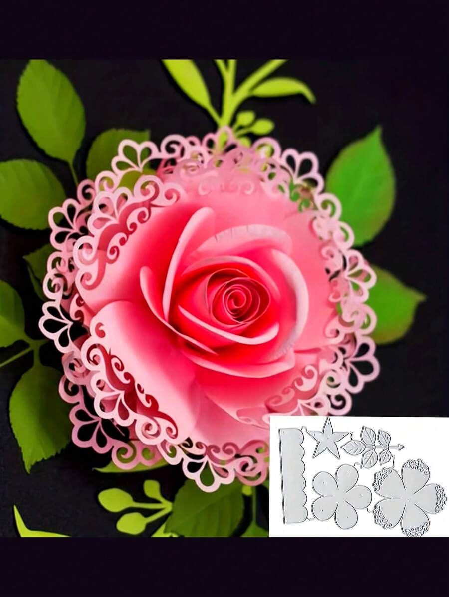 1pc Layred Flower Leaves Metal Die Cuts, Merry Christmas Wedding Flower Leaf Cutting Dies Cut Stencils For DIY Scrapbooking Album Decorative Embossing Paper Dies For Card Making
