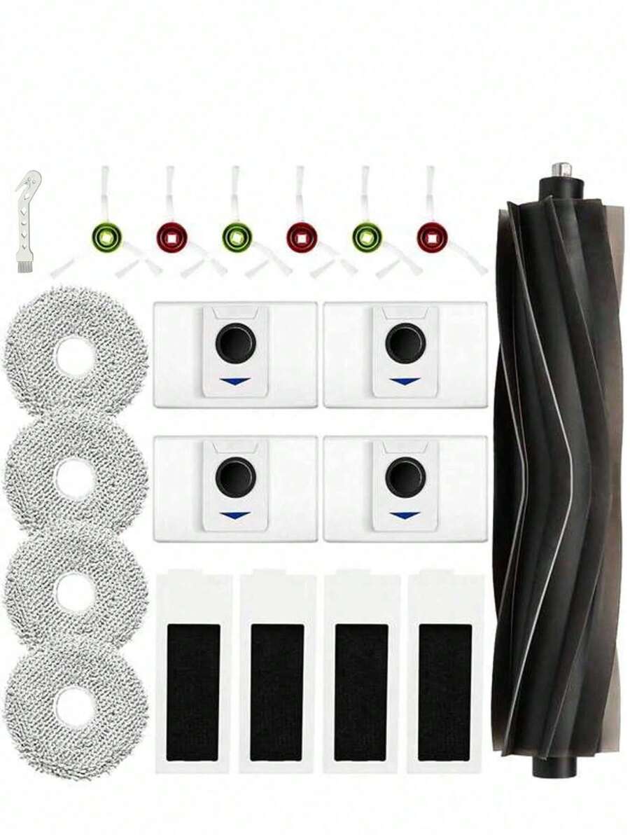 Suitable For DEEBOT T20 OMNI/T20E OMNI Vacuum Cleaner Replacement Parts 1*Roll Brush 6*Side Brush 4* Dust Bag 4* Rag 4* Filter 1* Cleaning Brush