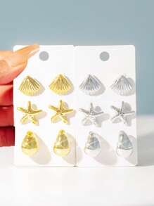 Gold + Silver Six Pairs Of Earrings