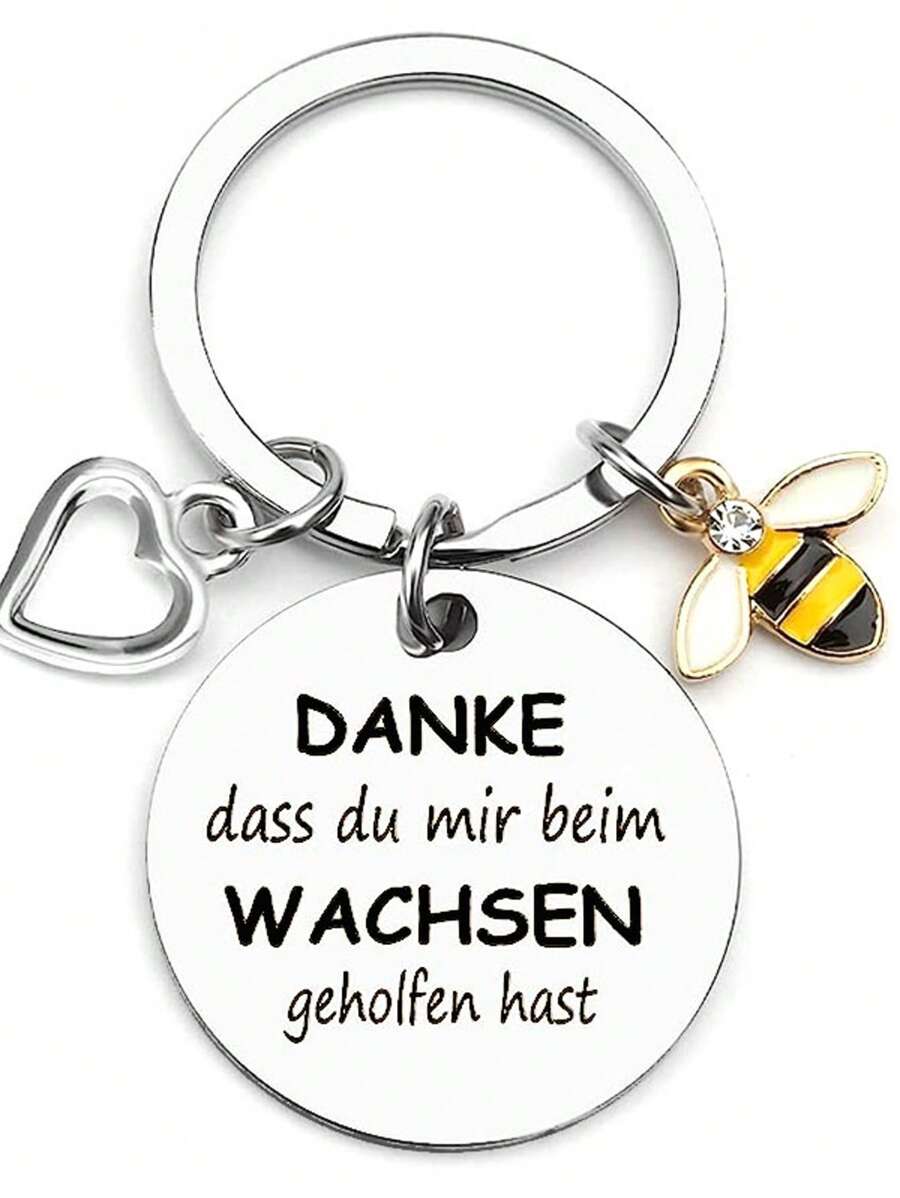 1 pièce Porte-clés en forme d'abeille en acier inoxydable pour la Fête des Enseignants, cadeau de remise des diplômes, accessoire de voiture, charm de sac, sac à dos pour l'école