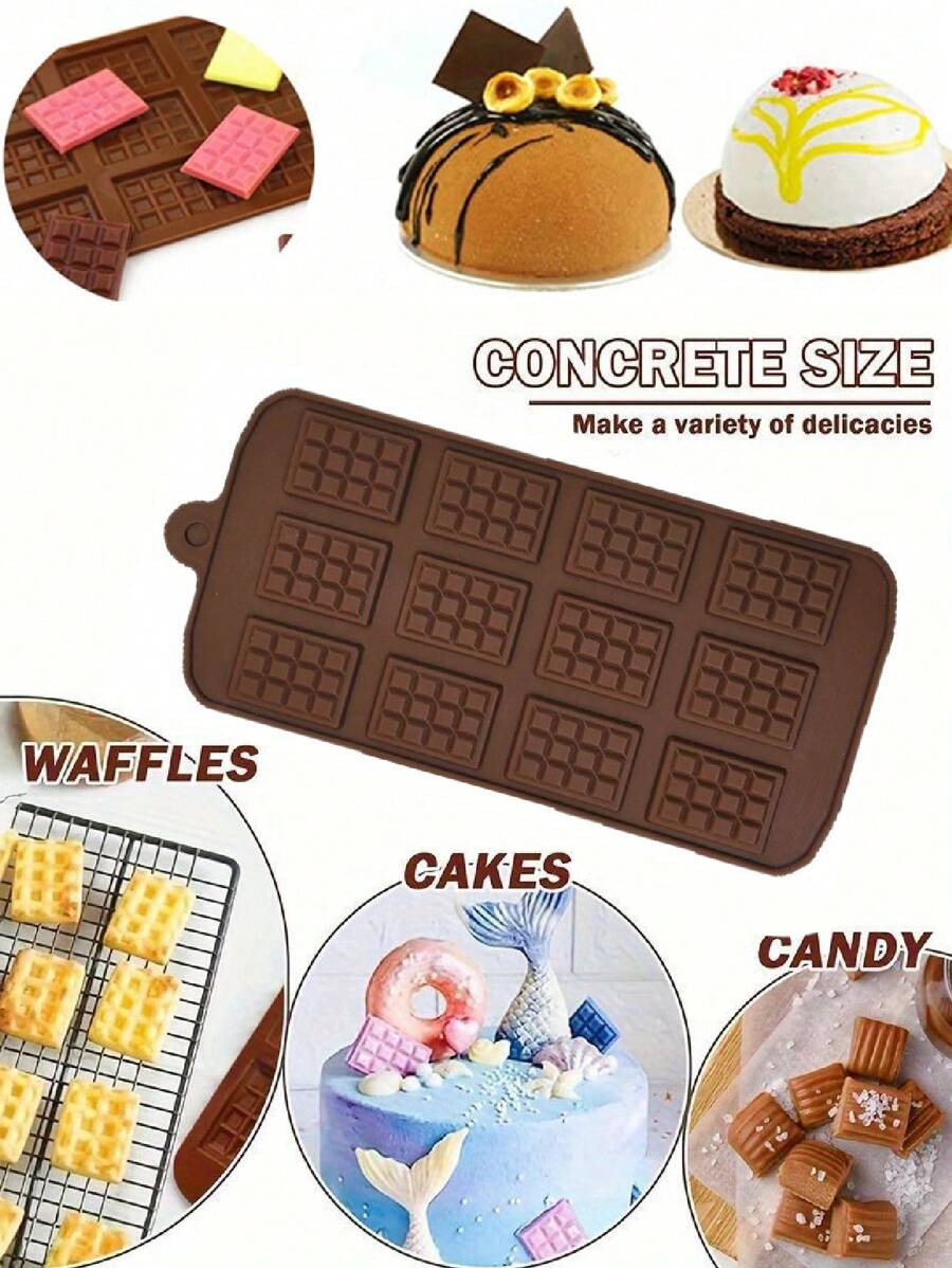 1 Peça Forma de Silicone Antiaderente com 12 Cavidades para Mini Chocolates, Adequada para Chocolate Caseiro, Waffles, Brittle de Nozes, Doces, Decoração de Bolos