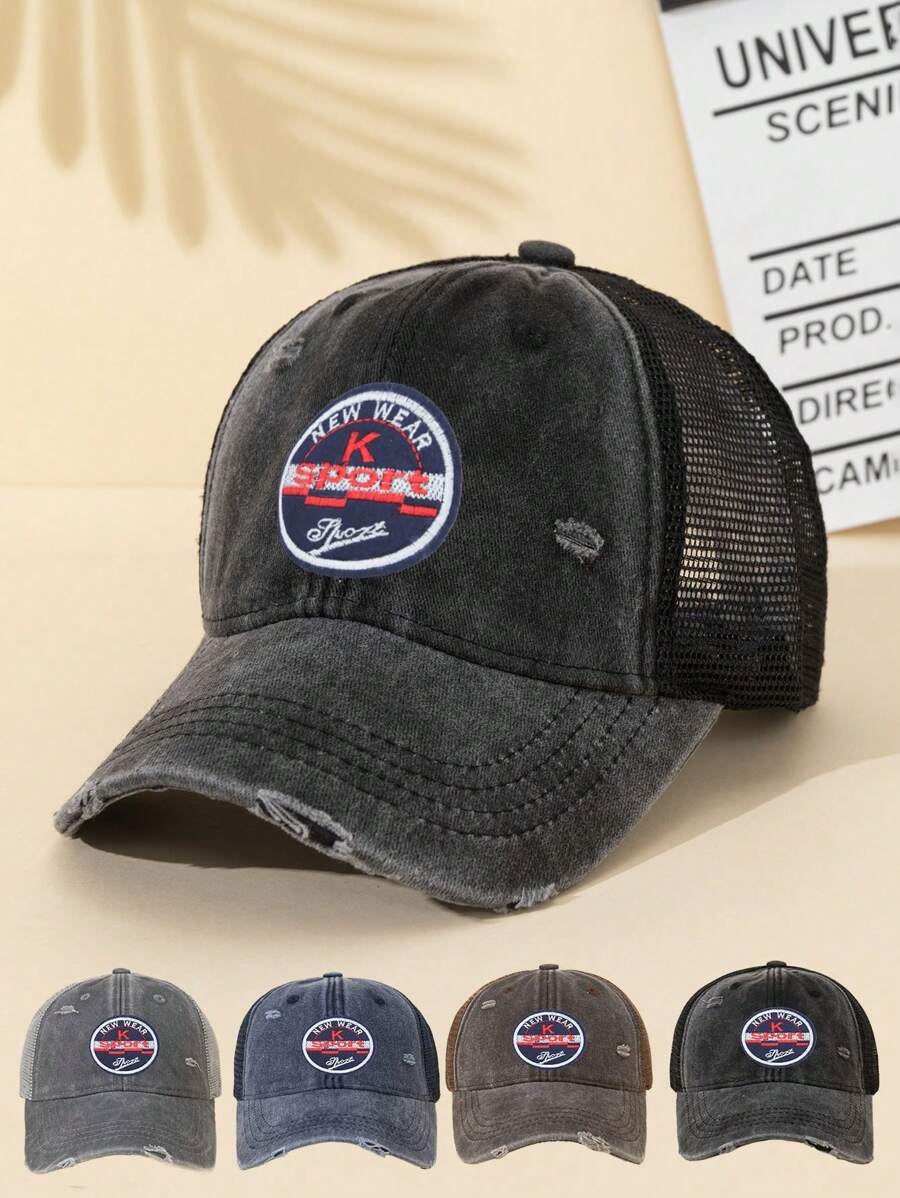 1 Stück "SPORT" waschbare Baseballkappe mit Mesh, Berg-Muster Wandern einfache und lässige Kappe, modisch retro weich schweißableitend verstellbare Größe leicht UV-Schutz multifunktionale Dad Cap, geeignet für Outdoor-Sport, Alltag, Partys und Urlaub, ein perfektes Geschenk für Familie und Freunde