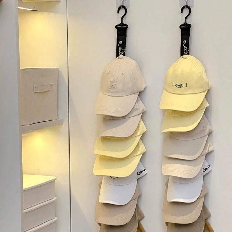 1pc Hanging Hats To Store Magical Items In The Bedroom, Sticking To The Wall. After Entering The Entrance, The Wardrobe In The Foyer Is Equipped With A Baseball Cap Storage Hook Rack, Which Can Be Used To Store Small Doll Pendants. The Display Rack Can Be Used To Store Dolls On The Doll Wall, And The Plush Door Can Be Used To Clip The Wardrobe Wall Mounted Storage Bag