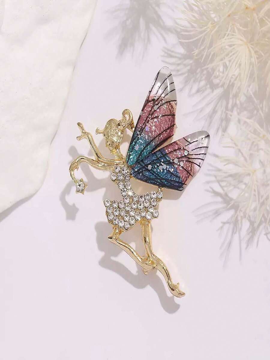 1pc Enamel Butterfly Brooch, Korean Fashion Versatile Elegant Accessory For Suits, Sweaters Backpack For School