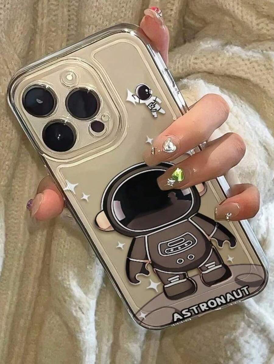 1 Pc Minimalist Transparent Astronaut Design Cute Little Dream Phone Case, Compatible With IPhone 16 Pro Max/15/14/13/12/11/X/XS/XR/XS Max/Mini And S22/S23/S24/S21/S25/S25 Plus/S25 Ultra
