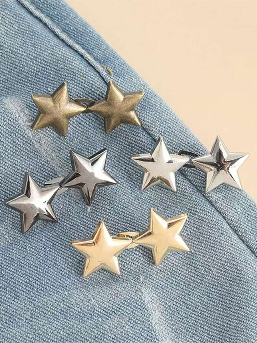 Der abnehmbare kleine Stern-Taillen-Knopf aus Zinklegierung ist perfekt dafür, große Taillen auf Jeans ohne Nähen in kleinere umzuwandeln
