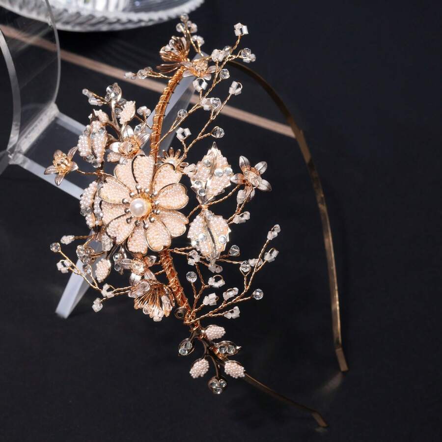 Bandeau décoratif pour mariage fait main avec perles, style coréen