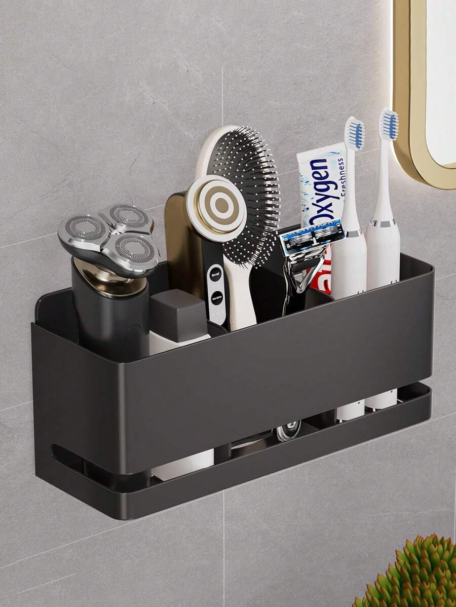Badezimmer Aufbewahrungsbox Zahnbürstenhalter Wandmontierter elektrischer Zahnbürstenorganizer Stand Kamm Make-up Pinsel Rasierer Rasierapparat Fernbedienungshalterung, ohne Bohren erforderlich