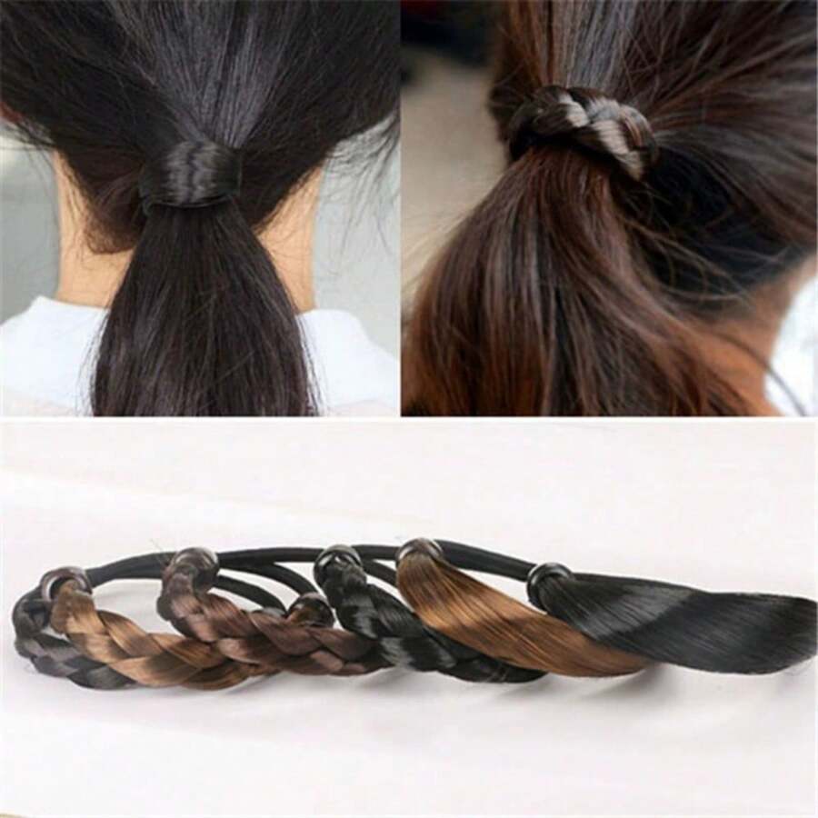 1 pieza Scrunchie de pelo con diseño geométrico hecho a mano, accesorio de peinado simple para niñas, adecuado para verano, vuelta al colegio, artículos esenciales de viaje y vacaciones, accesorios de pelo para mujeres