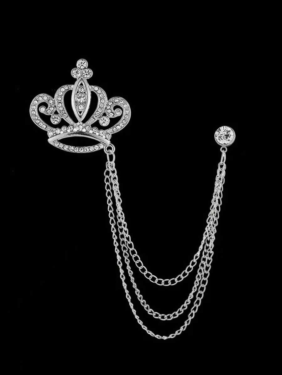 1 peça broche de corrente de luxo com borla de strass estrela de cinco pontas unissex acessório para camisa de terno, sensação elegante