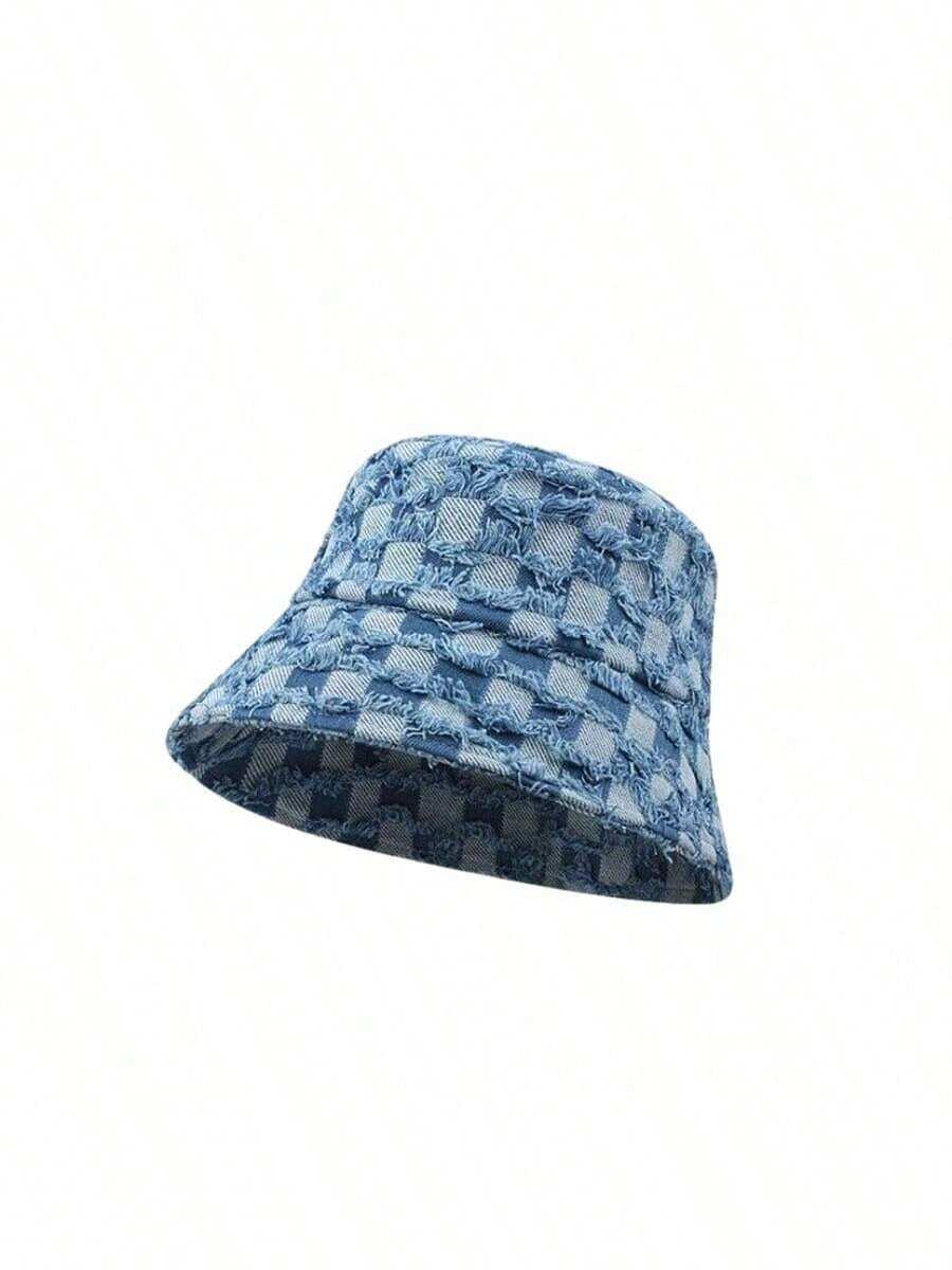 1pc Newly Sold Vintage Checkerboard Bucket Hat, Small Face Design, Casual Outdoor Sports Fashion Bucket Hat, Suitable For Daily Use