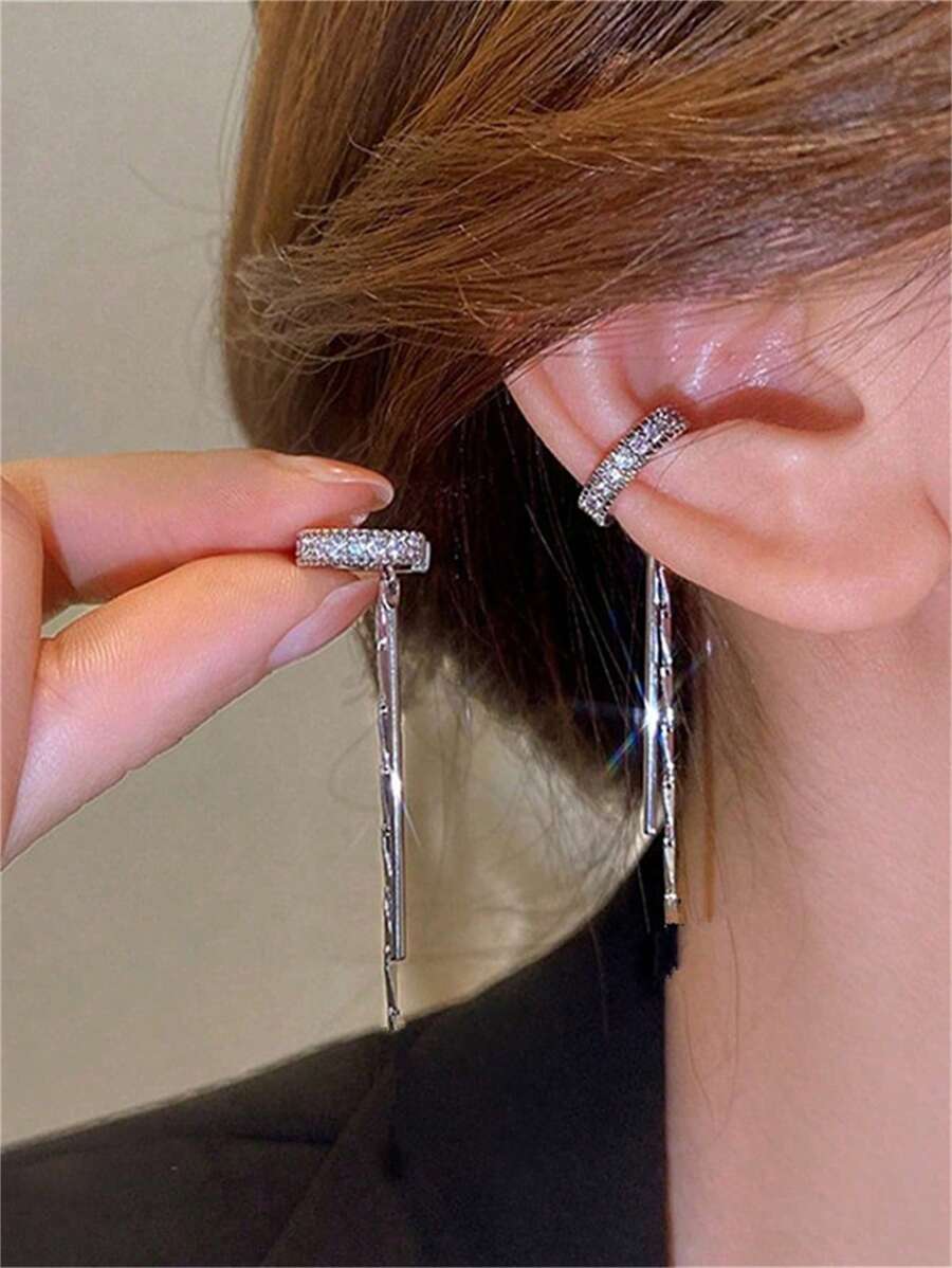 Boucles d'oreilles élégantes à longue frange clip-on, cadeau pour femmes