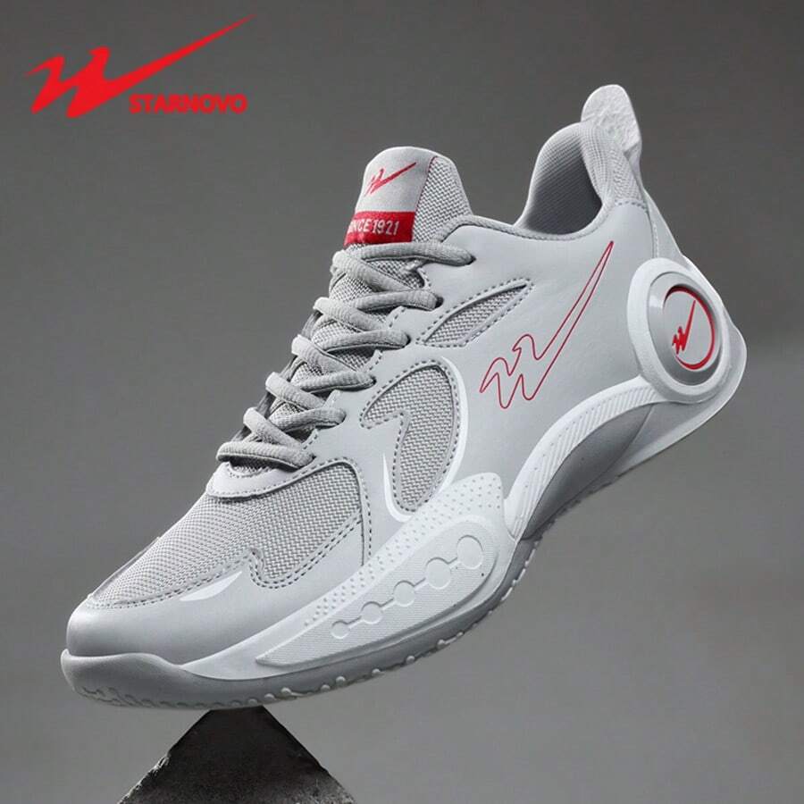 STARNOVO Zapatillas de baloncesto para hombres, suela de goma ultraligera antideslizante y resistente al desgaste, combinación de PU + malla tejida, forro cómodo, transpirable y absorción de humedad, adecuado para estudiantes de primaria y secundaria en entrenamiento de baloncesto/béisbol, zapatos profesionales para juegos