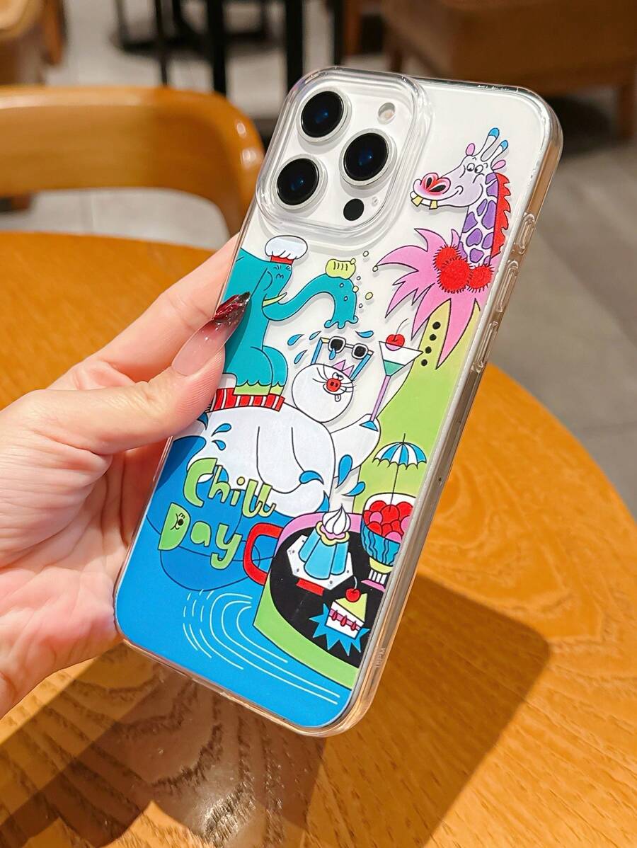 1 Stück Joker Handyhülle mit Elefanten- und Giraffen-Cartoon-Muster, transparent, kompatibel mit Apple S