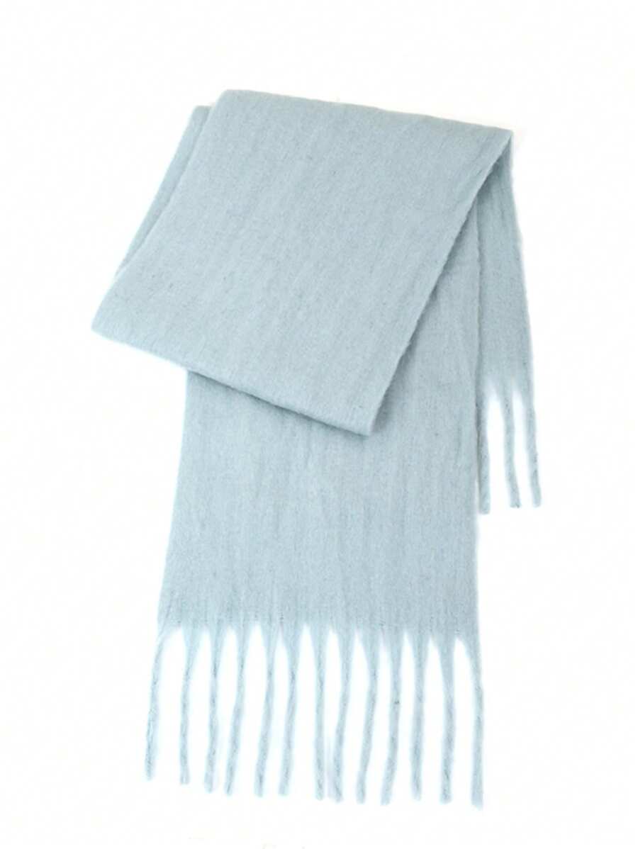 1pc Women Fluffy Tassel Scarf, Thick & Warm, Comfortable Daily & Outdoor Shawl For Autumn/Winter
