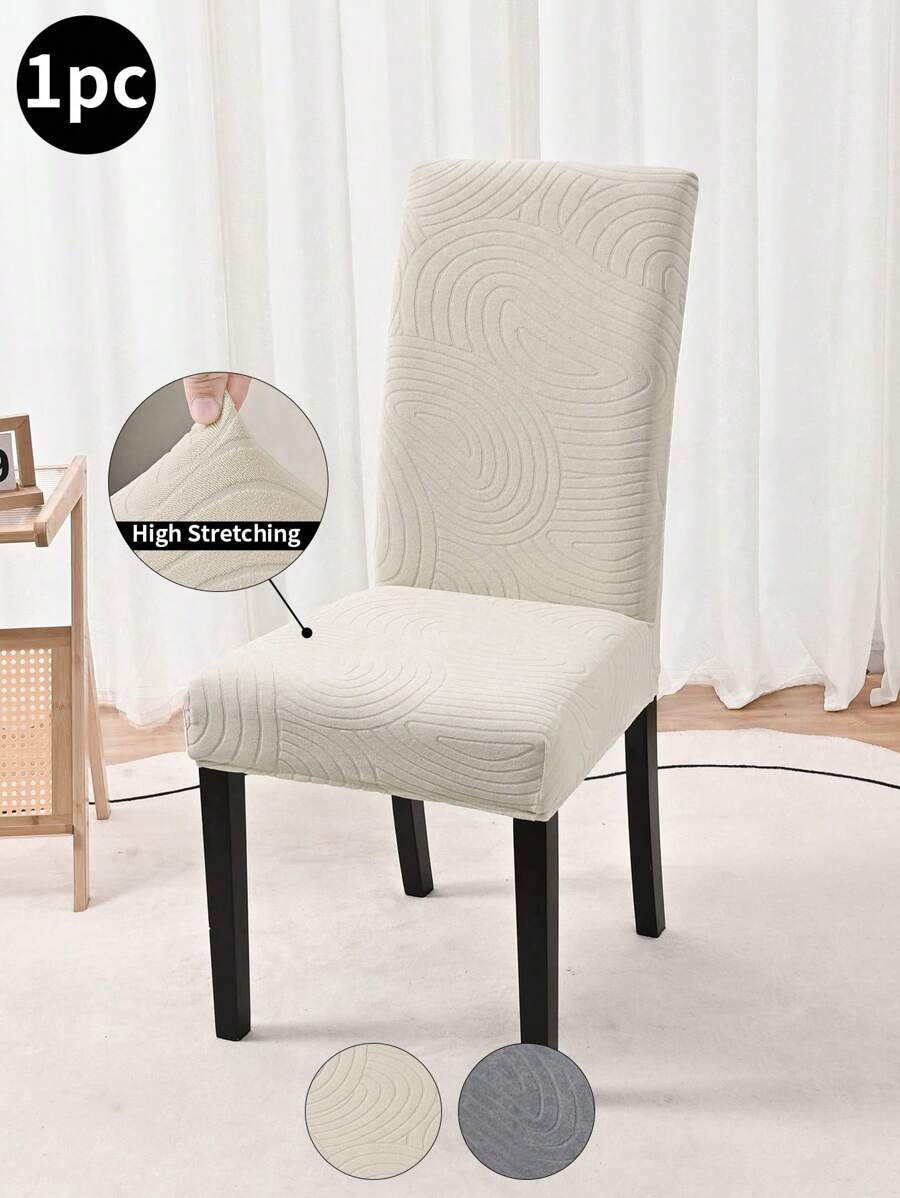 1pc Stretch Jacquard Waterproof Chair Cover, Fingerprint Floral Design, For Bedroom Living Room, Anti-Dirty Anti-Cat Scratch