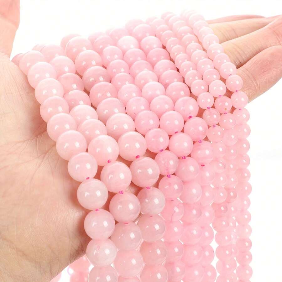 QYDCX Cuentas sueltas de cuarzo rosa natural para hacer joyas, pulseras, artesanía de costura y otros accesorios - disponibles en 6 mm, 8 mm y 10 mm
