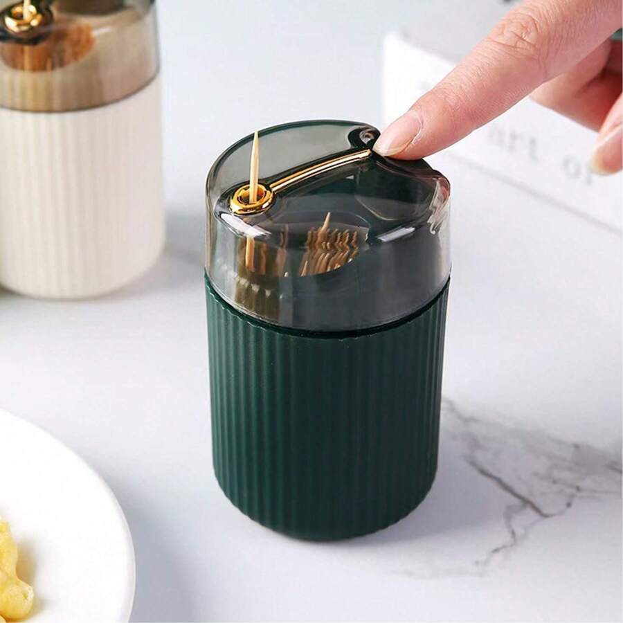 1/2 Stücke Automatischer Zahnstocherverteiler, einfach zu bedienen - eleganter, robuster Kunststoffhalter, hochwertiger tragbarer Zahnstocherspender mit Druckmechanismus, für Küche und Esszimmer Dekoration
