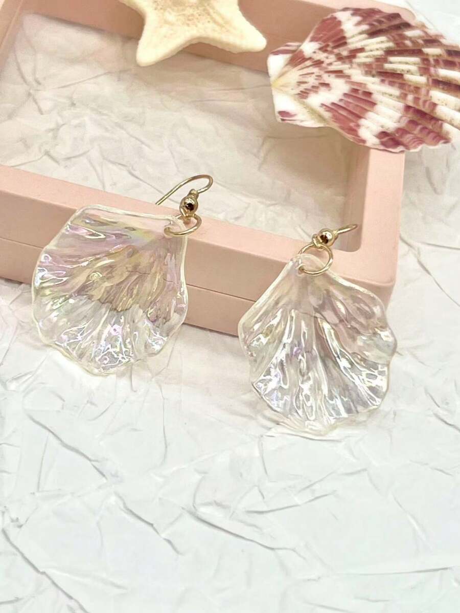 Modische minimalistische, transparente mehrfarbige Acryl-Muschelohrringe für Frauen, geeignet für Strand, Alltag, Party, Musikfestival, Urlaub
