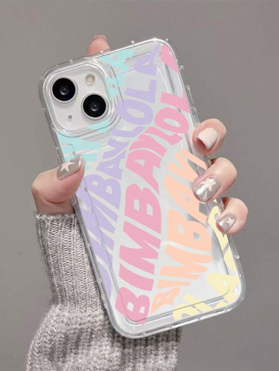 1pc Letter Print Transparent Phone Case Compatible With Apple &