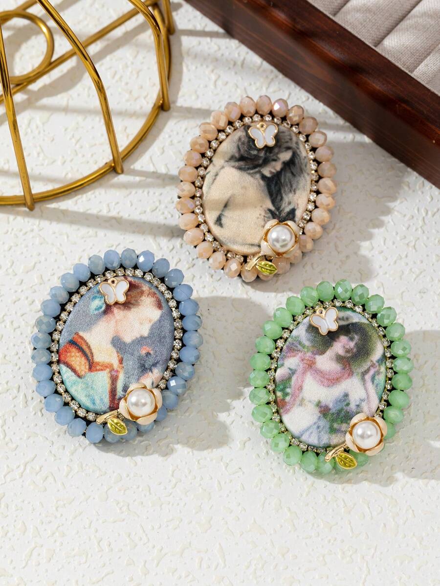 1 Peça Elegante Broche de Retrato de Senhora Fashionista Feito à Mão com e Renda, Joia de Luxo, Adequado como Presente de Encontro e Uso Diário
