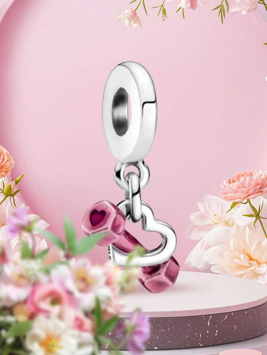1 PC 925 Sterling Silver DIY Charms Dumbbell Beads Pendant For Ladies Jewelry Bangle And Necklace Accessories 925 Sterling Silver Fine Jewelry Making