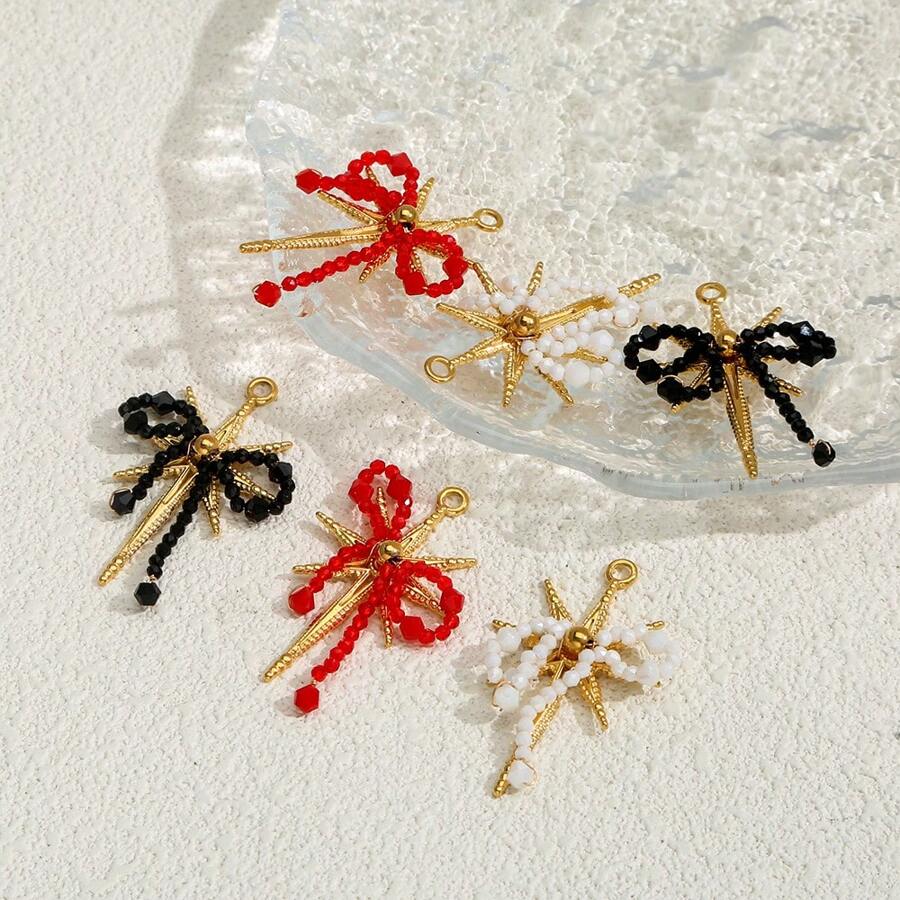 1 pieza Accesorio de joyería Colgante de lazo con cristal trenzado con forma de copo de nieve chapado en oro de acero inoxidable, adecuado para uso diario de mujeres