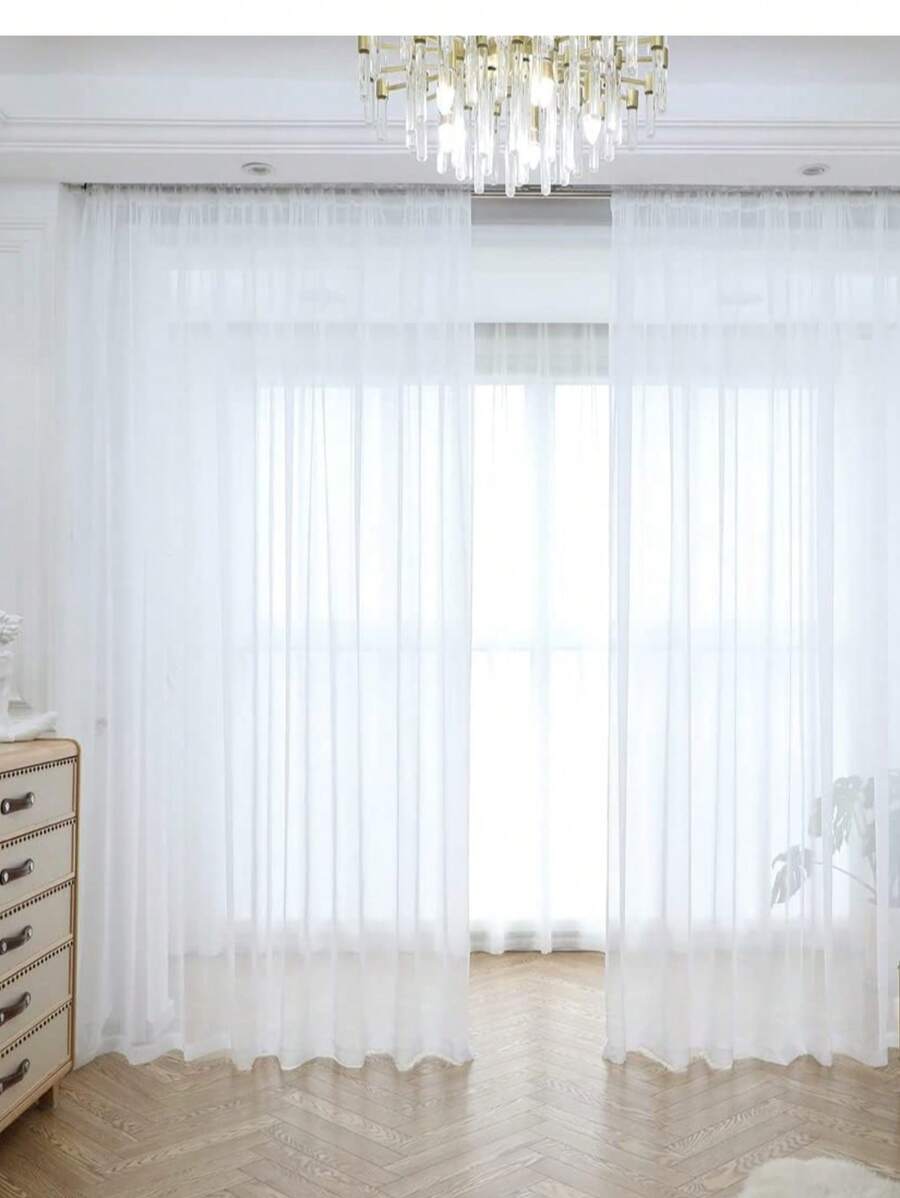 1 Stück einfarbiger Vorhang mit Ösendesign oben, halbtransparentes Vorhangteil, geeignet für Schlafzimmer, Wohnzimmer, Balkon, Landhaus