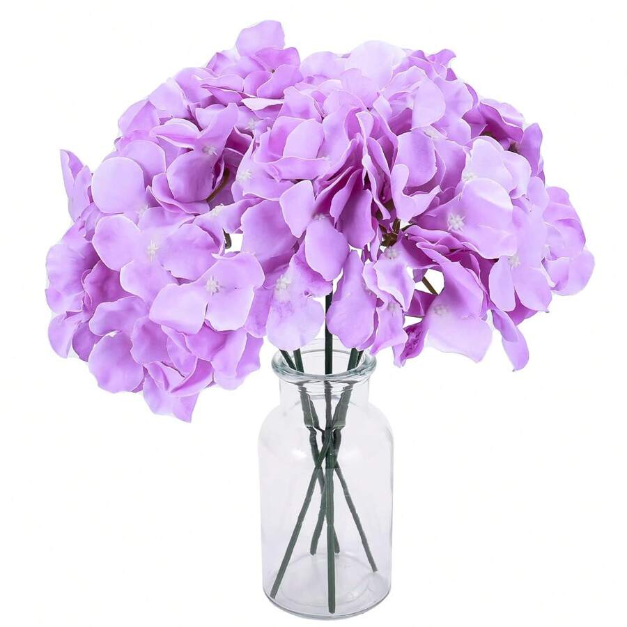 5/10/20 Stücke künstliche Hortensienblütenköpfe mit Stängeln, Fake Hortensienblumen, Tischdekoration Seidenblumen, lila künstliche Blumen für Zuhause, Büro, Party, Hochzeit, Kunstpflanzen, Frühlingsdekoration, Zimmer, Schreibtisch, Gartendekoration, Zimmerdekoration, Muttertag, Geschenk