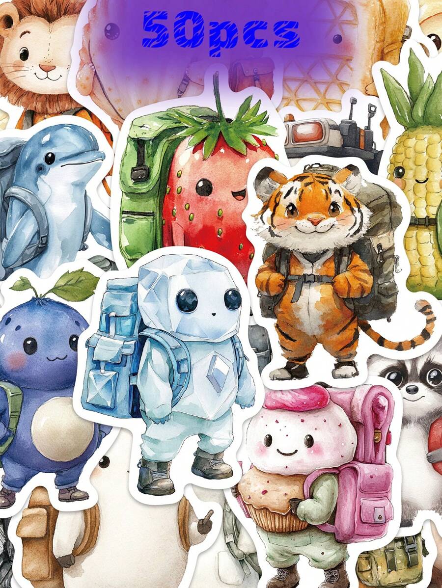 50 Stücke Cartoon Charakter dekorative Aufkleber für Rucksack, Kühlschrank, Gepäck, Handyhülle, Schlafzimmer, Fenster, Tür, Klassenzimmer, Lernbelohnung, Geburtstag, Feiertage, perfektes Geschenk
