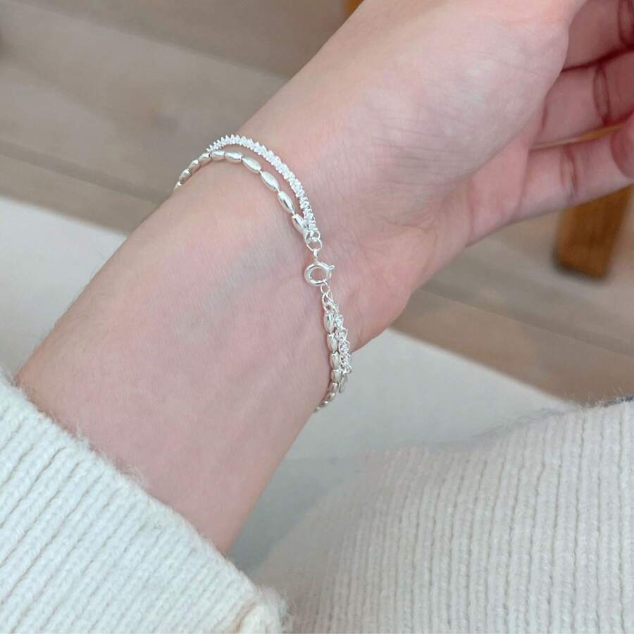 1 pieza Pulsera de mujer de doble capa con estampado de estrellas, joyería elegante