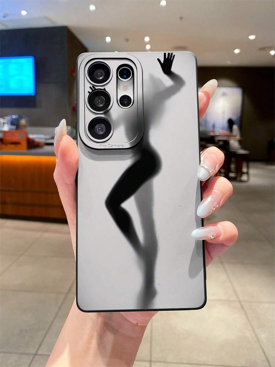 Neue Matt-Textur Handyhülle mit Silhouette Motiv, stoßfest, kratzfest, abriebfest schwarze TPU Soft-Schale, Kameraobjektiv-Schutz, kompatibel mit Apple, Samsung, Xiaomi, OPPO, VIVO